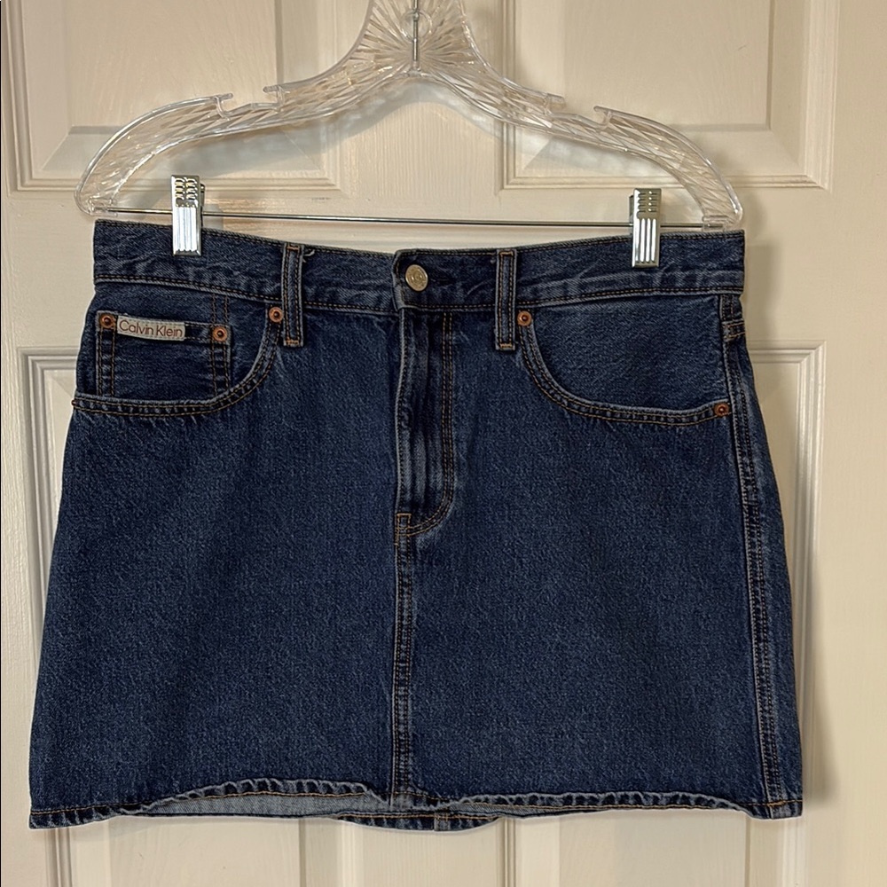 Calvin Klein Women's Denim Skirt - Dark Blue